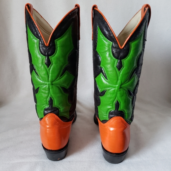 ❌SOLD❌Custom Jackolantern Vintage ACME Western Boots Pumpkin Cowboy Boots - Picture 4 of 14